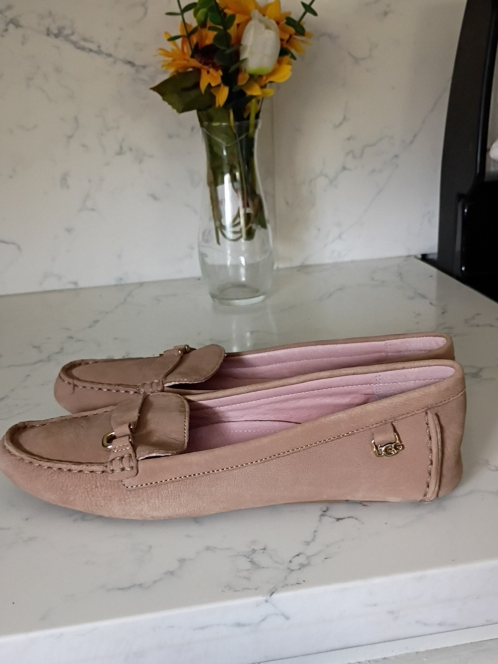 UGG Women's Leather Moccasin Loafers with Gold Bit
